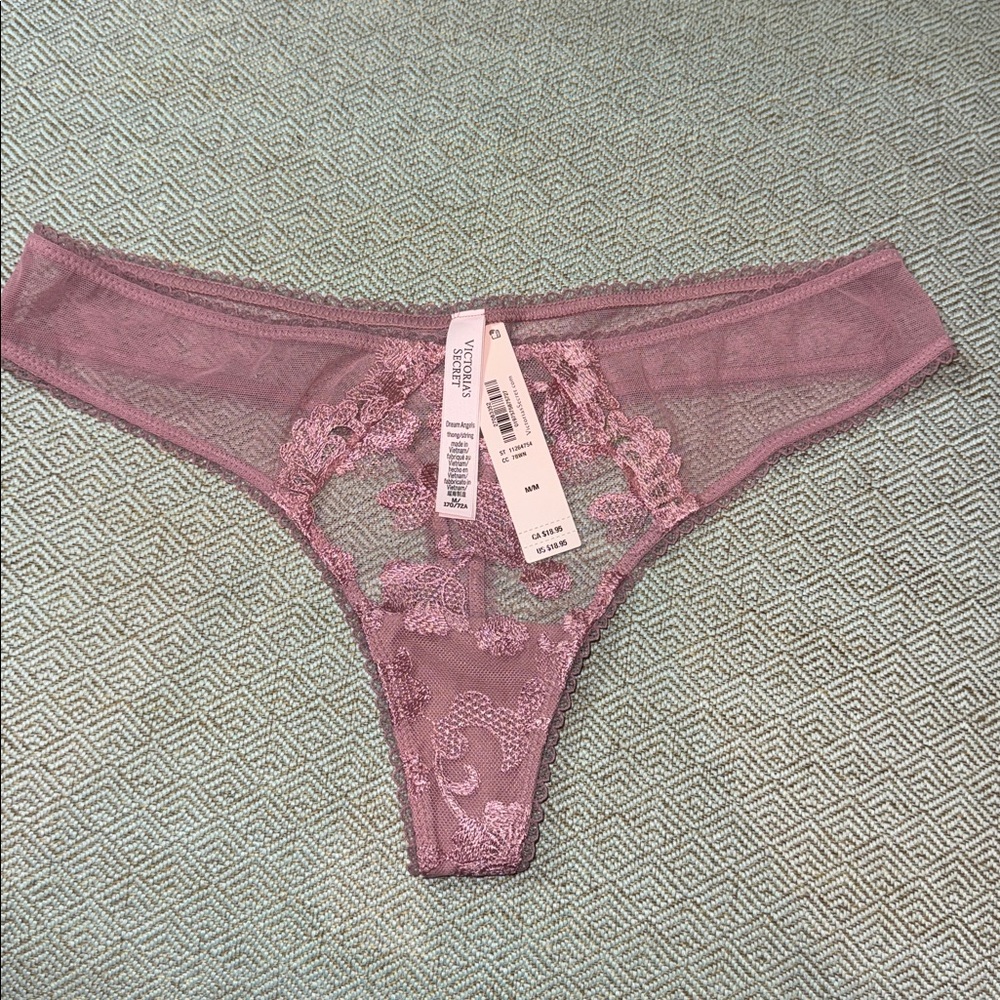 Victoria secret dream angels Lace thong - Medium M NWT - Mauve